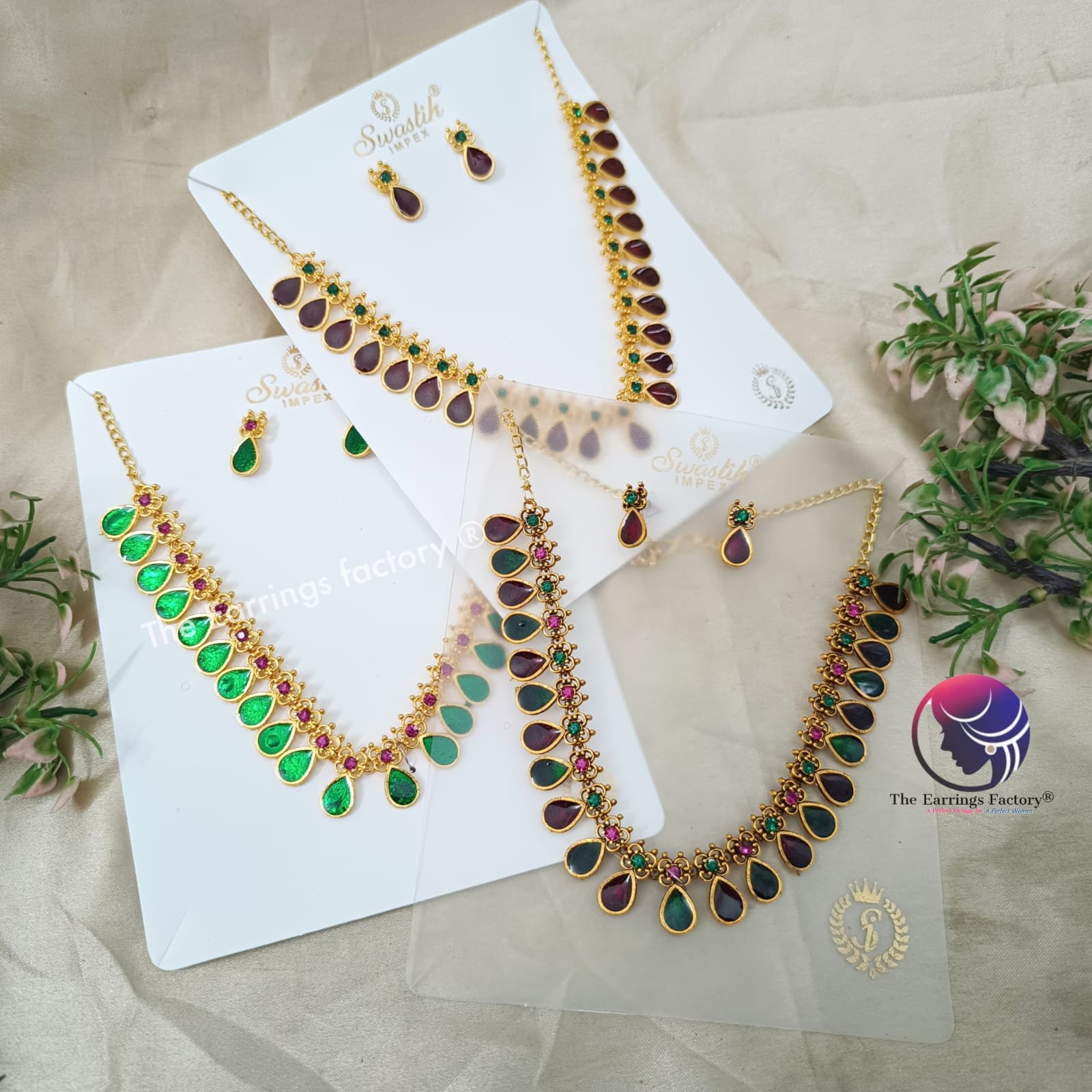 Traditional Golden Palakka Neckset with earrings
