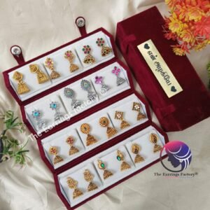 Set of 12 pair Earrings With Folding Jewellery box
