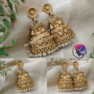 Traditional Antique Rajat Ethnic Pearl beads jhumka