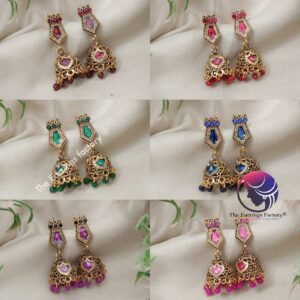 Traditional Golden Palakka Pearl Beads Stone Jhumka