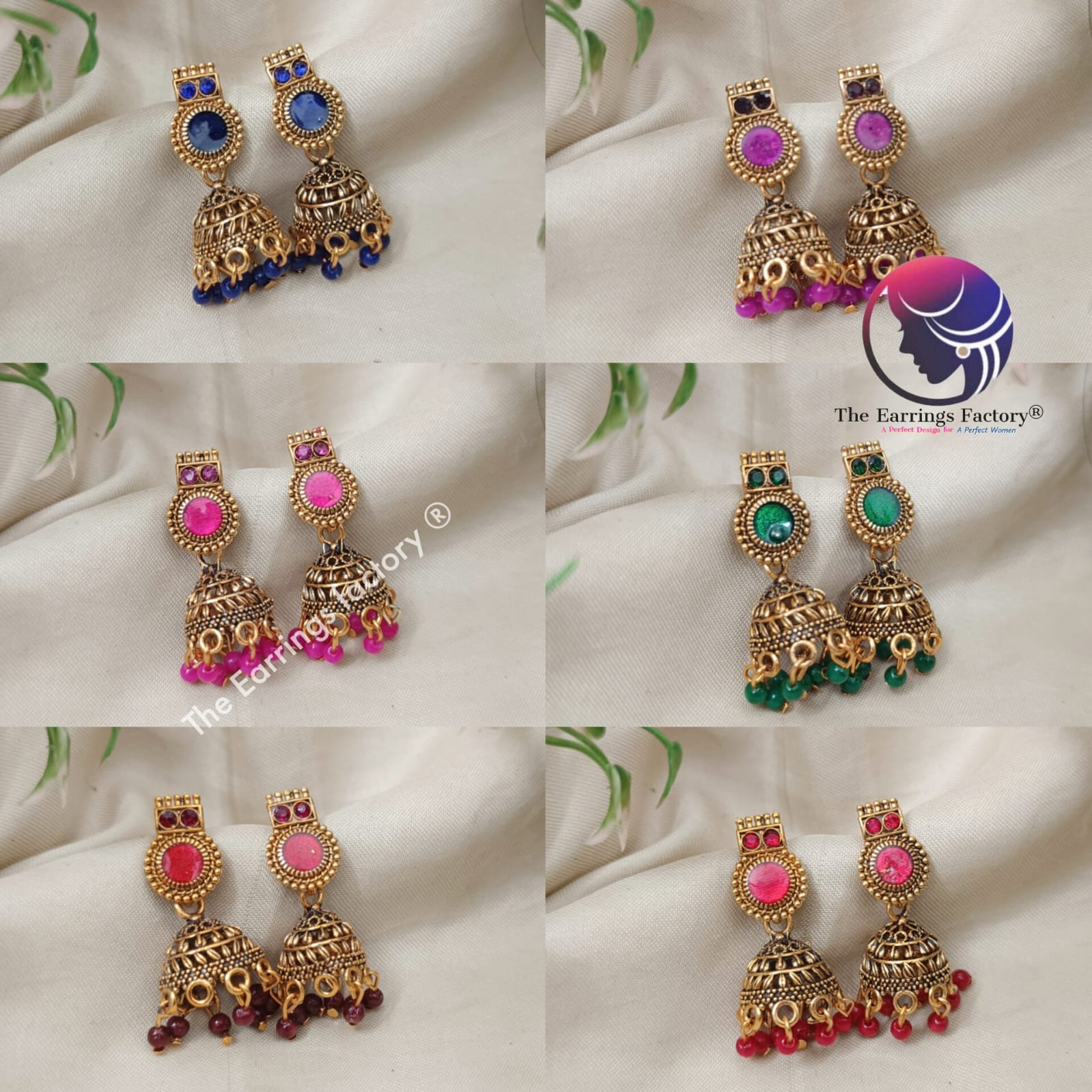 Traditional Golden Palakka Pearl Beads Stone Jhumka
