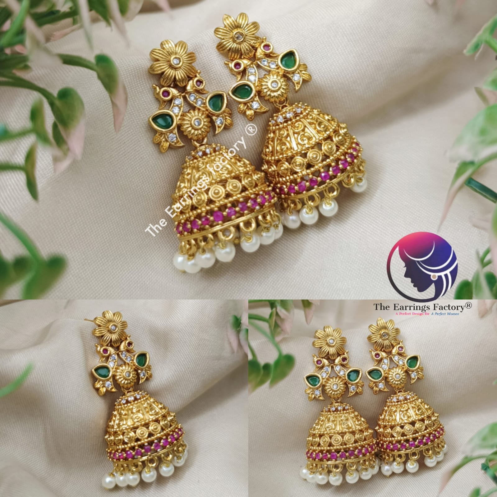 Traditional Antique Multi stone Peacock Jhumka