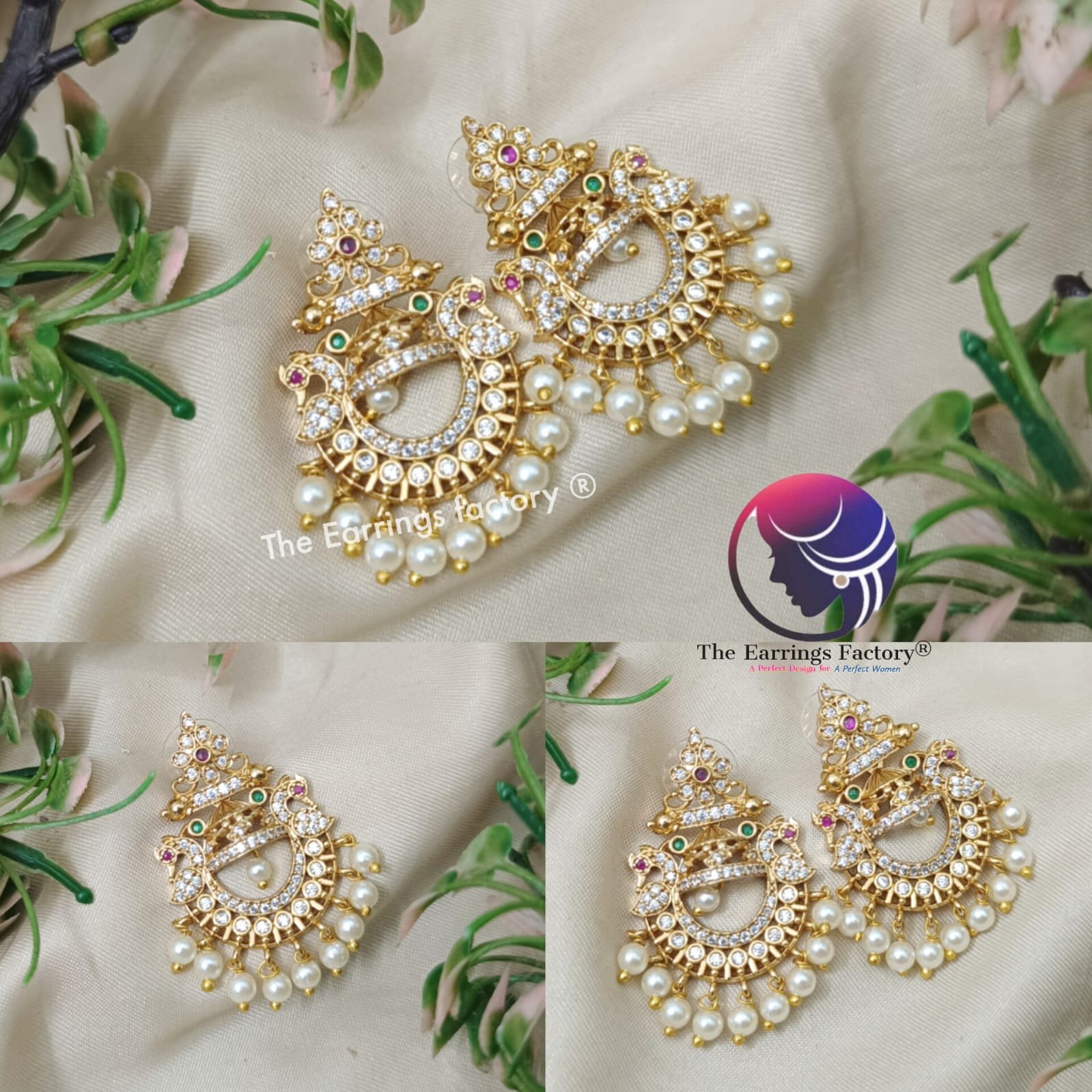 Traditional Antique Pearl beads Multi stone Studs