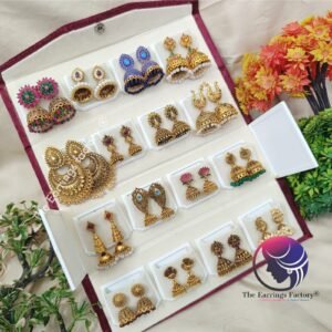 Set of 16 pair Earrings With Folding Jewellery box