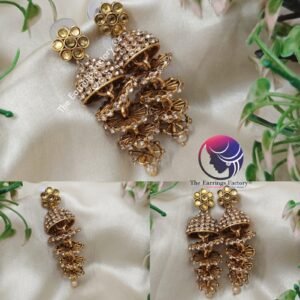 Trending Weightless Golden Layer Pearl Beads stone Long Jhumka