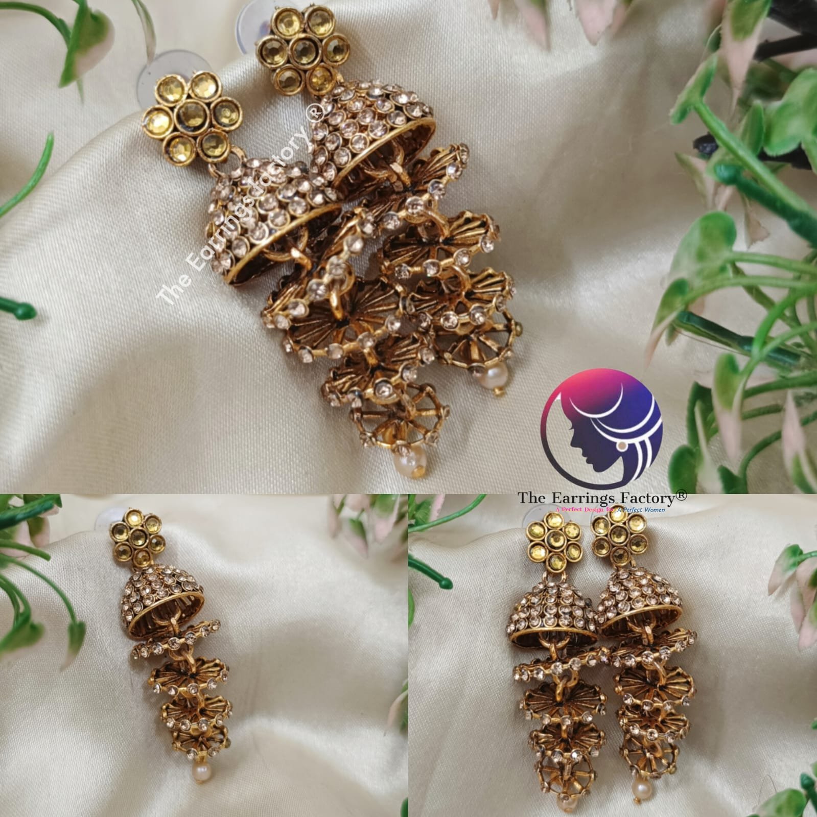 Trending Weightless Golden Layer Pearl Beads stone Long Jhumka