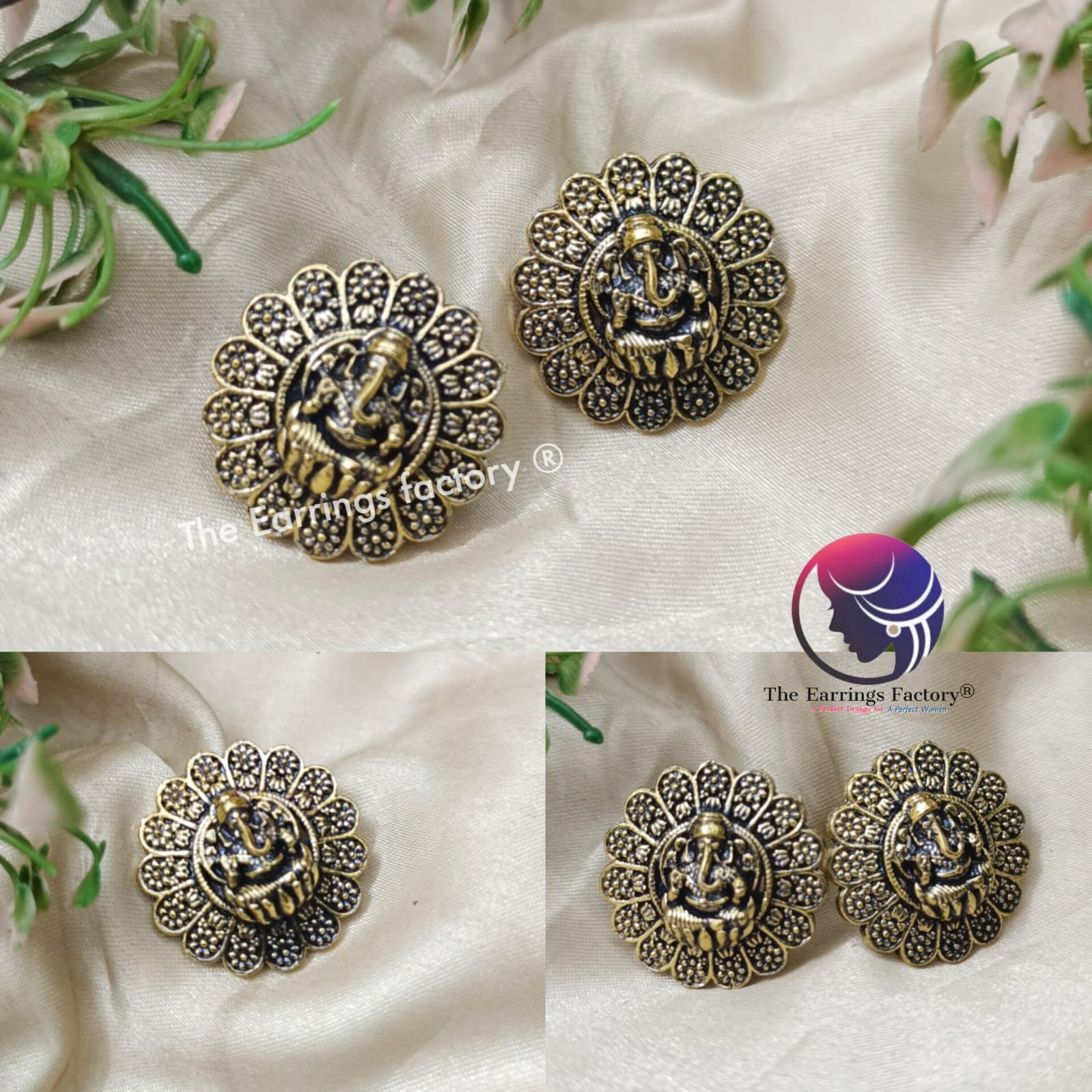 Trending Oxidised Golden Vinayagar Temple studs