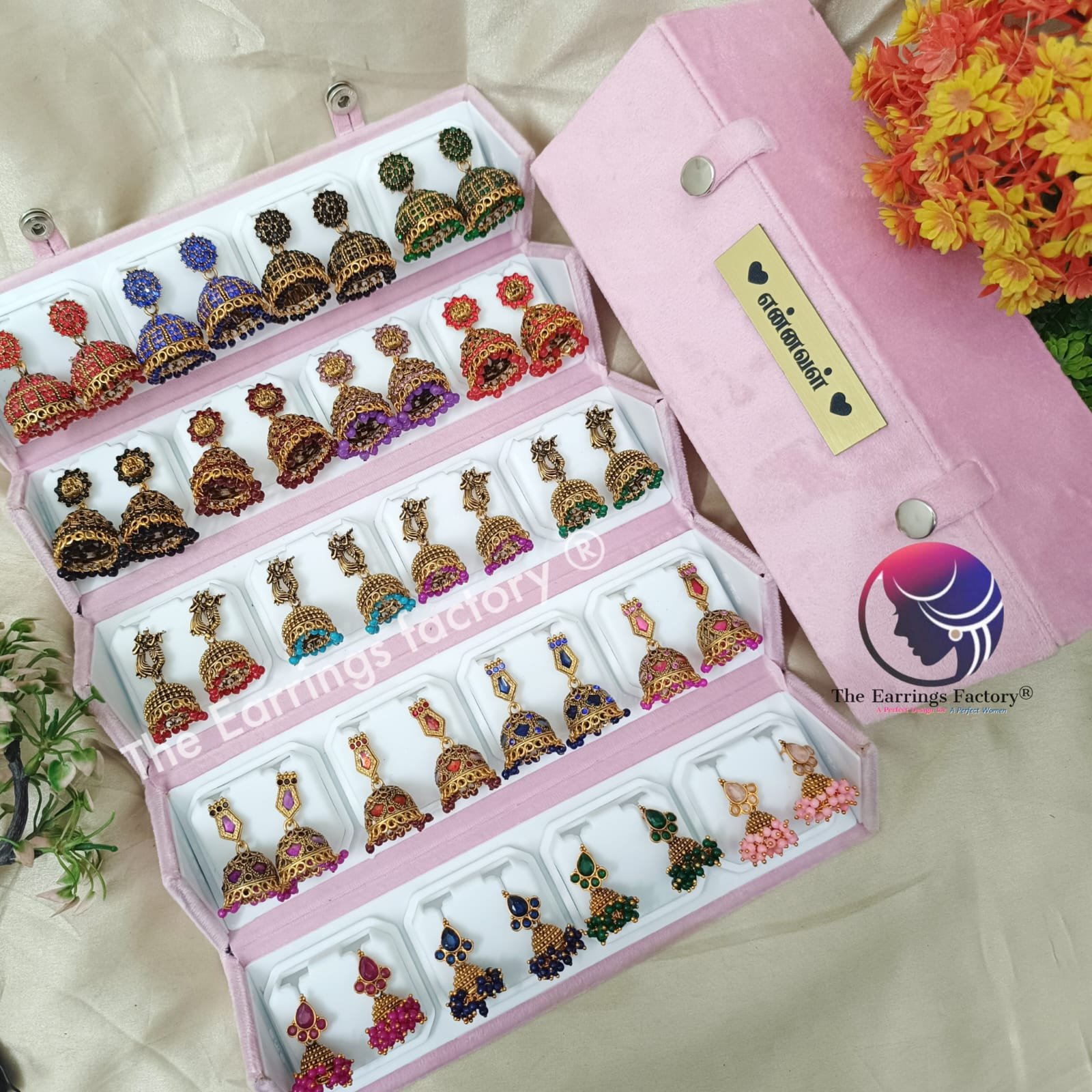 Set of 20 pair Earrings With Folding Jewellery box