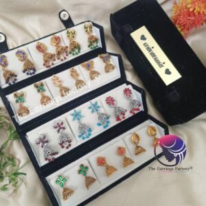 Set of 12 pair Earrings With Folding Jewellery box