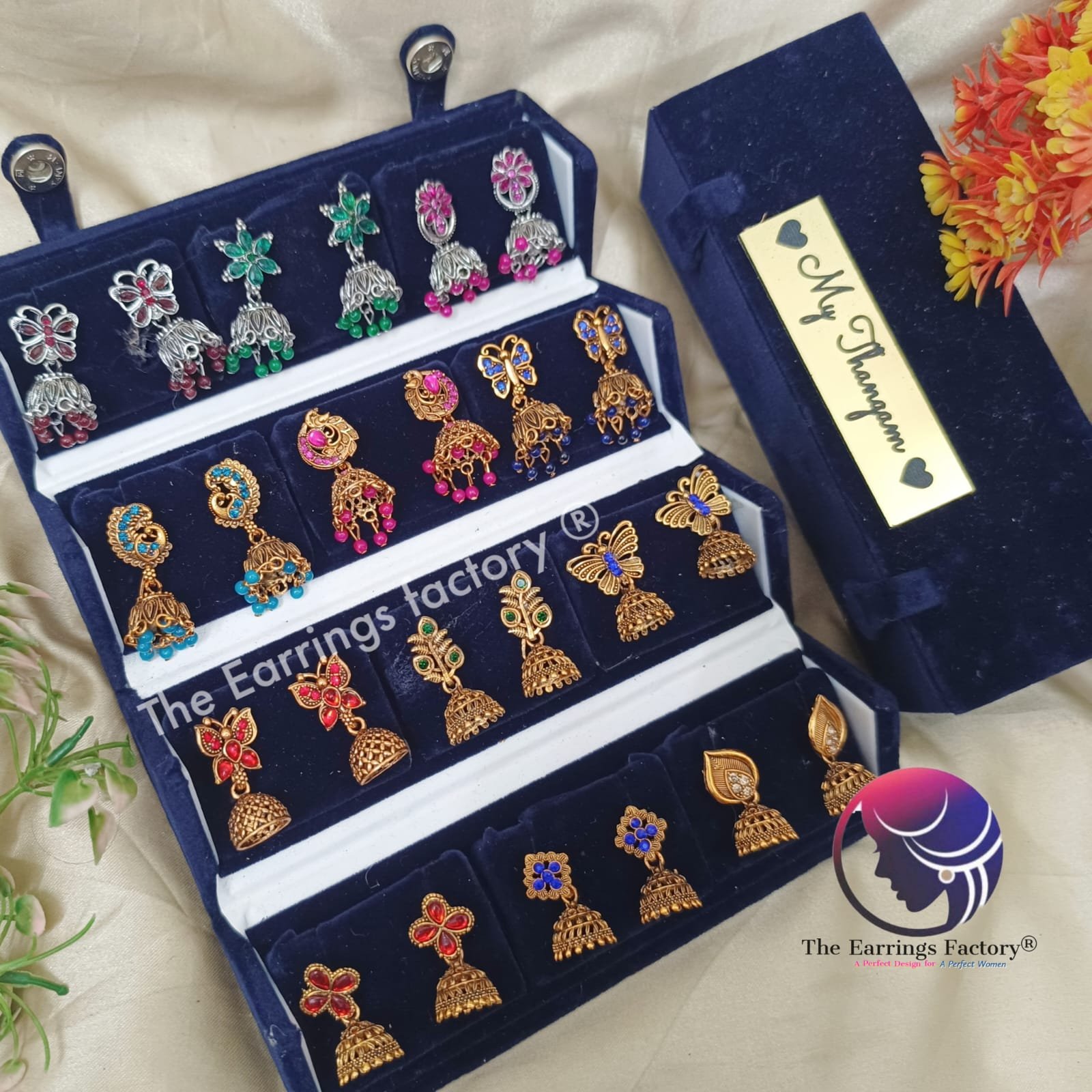 Set of 12 pair Earrings With Folding Jewellery box