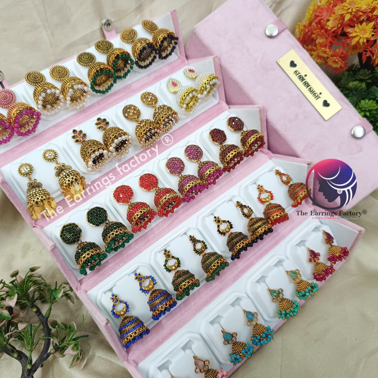 Set of 20 pair Earrings With Folding Jewellery box