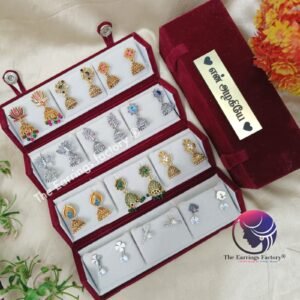 Set of 12 pair Earrings With Folding Jewellery box
