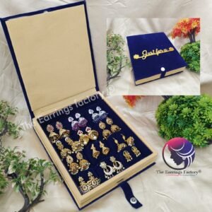 Set of 12 pair Earrings With Square Jewellery box