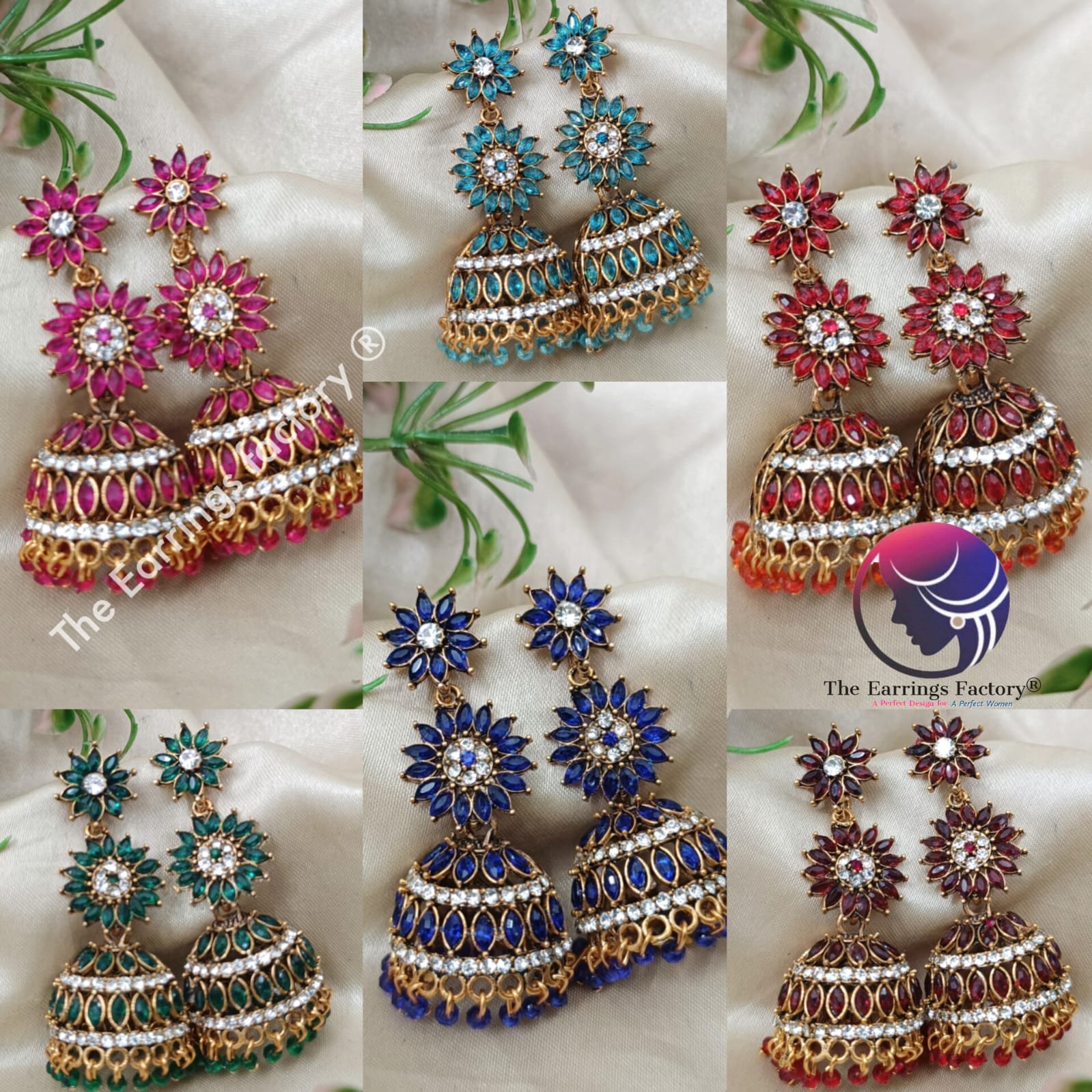 Trending Weightless Golden Floral Stone Long Jhumka