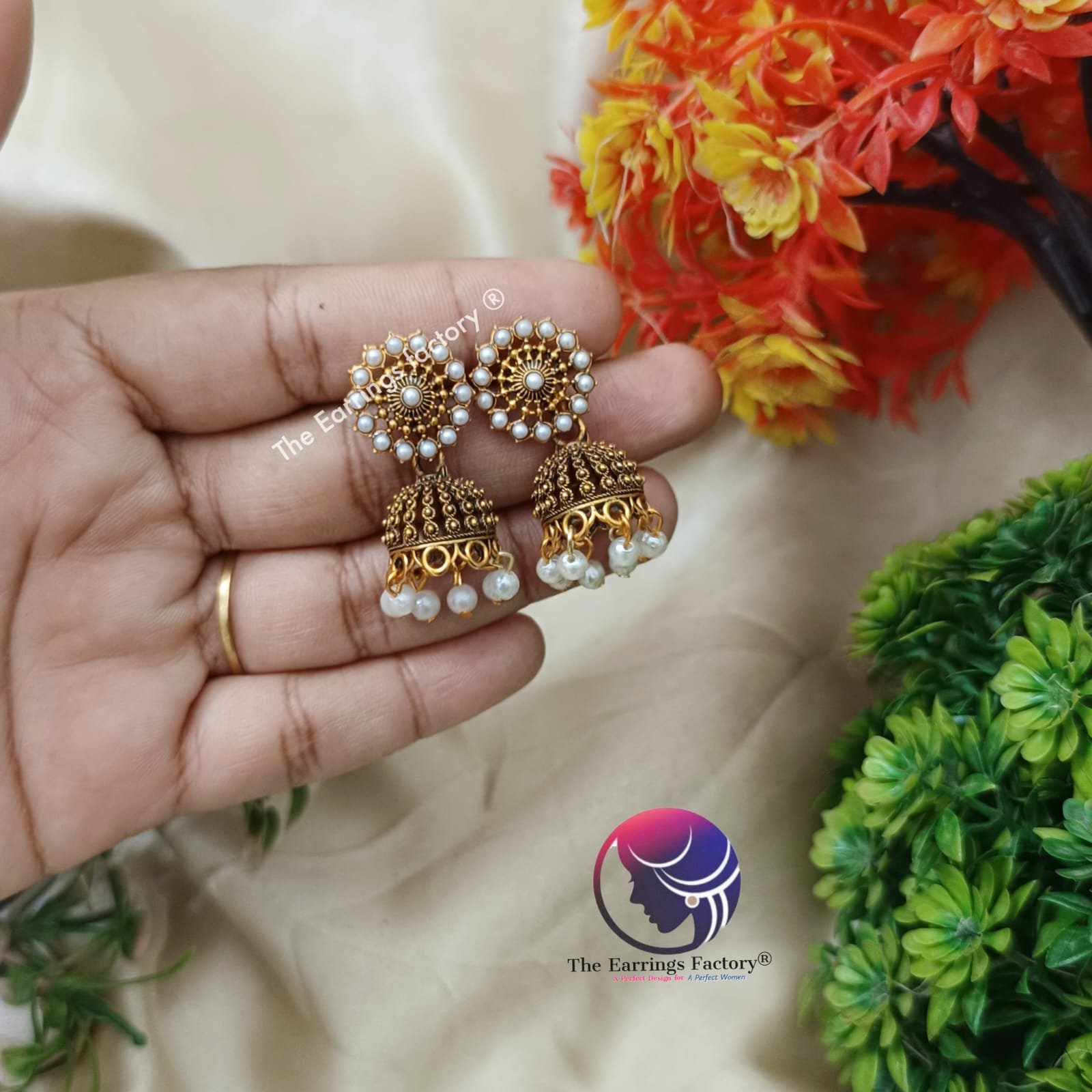 Trending Golden Pearl Beads Pearl Jhumka