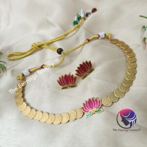 Trending Antique Lakshmi Coin Lotus necklace with earrings
