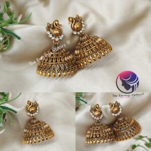Traditional Golden peacock stone Jhumka