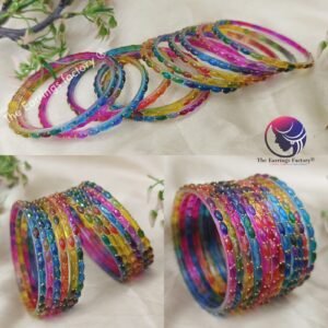 Trending Multi colour Raindrop Glass bangles set