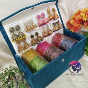 Trending Set of 6 Raindrop Glass Bangles and 8 Set of Jhumka With box