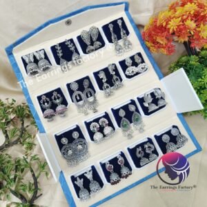 Set of 16 pair Earrings With Folding Jewellery box