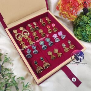 Set of 12 pair Earrings With Square Jewellery box