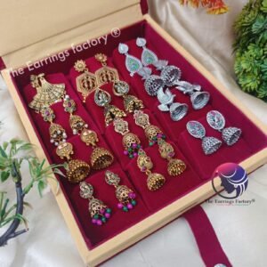 Set of 12 pair Earrings With Square Jewellery box