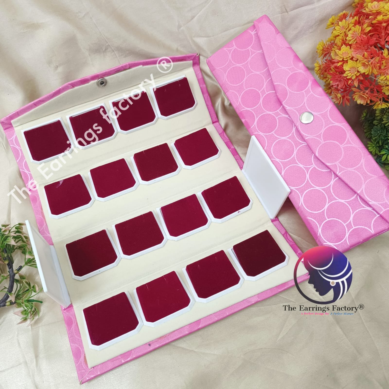Stylish Rexin Finish 16 earrings Organizer Folding Box