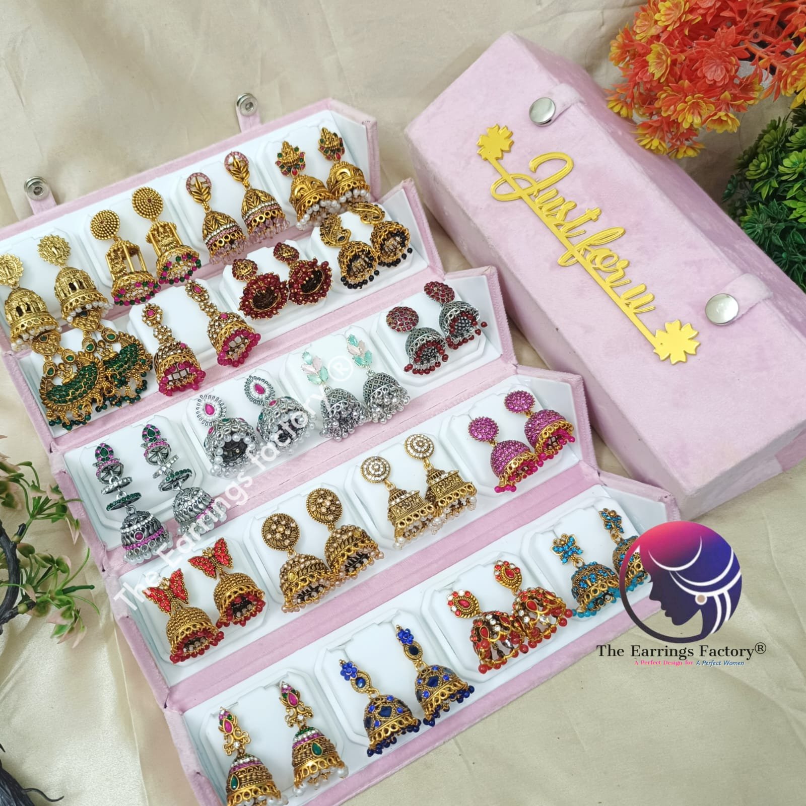 Set of 20 pair Earrings With Folding Jewellery box