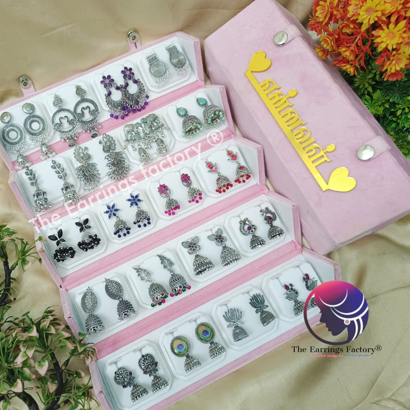 Set of 20 pair Earrings With Folding Jewellery box