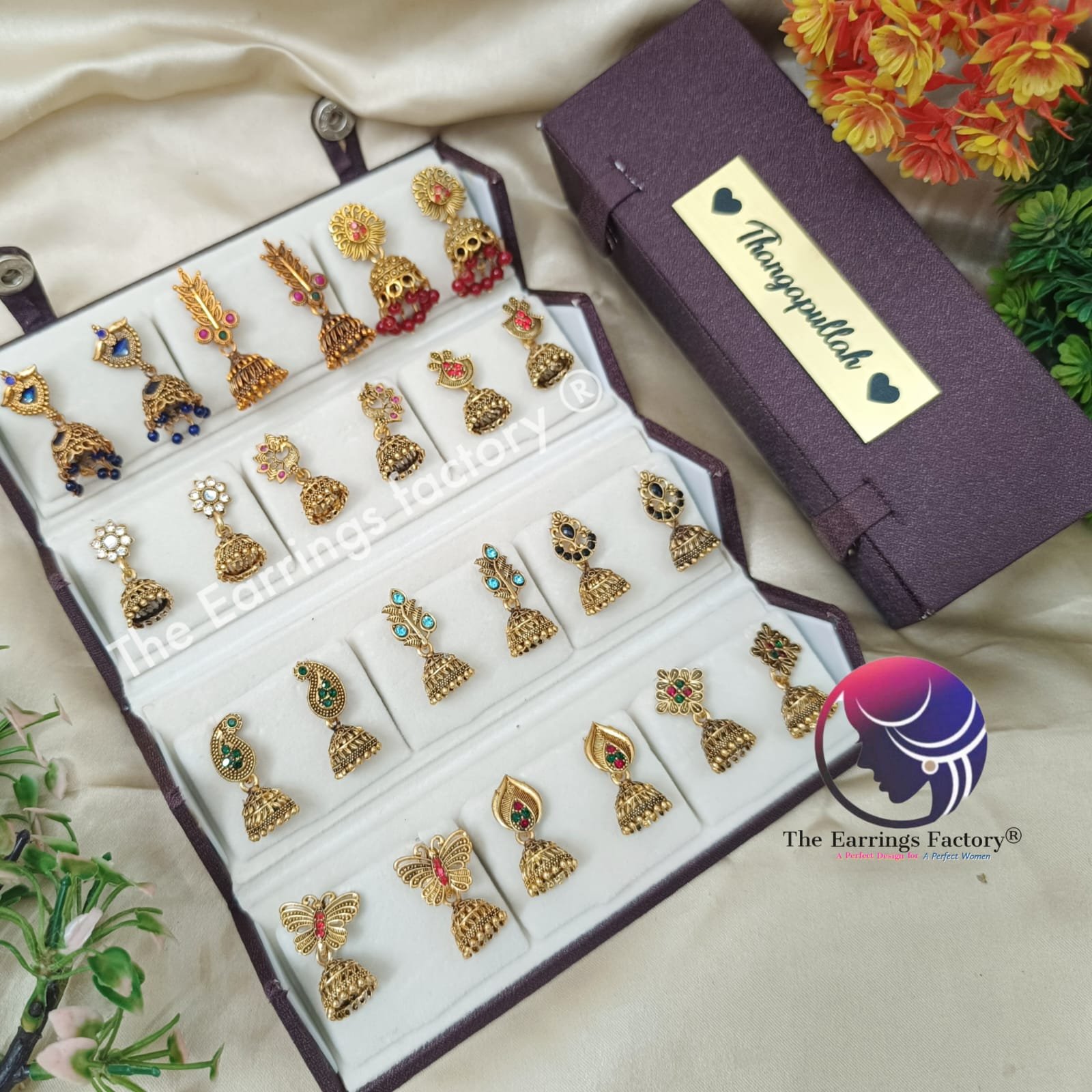 Set of 12 pair Earrings With Folding Jewellery box