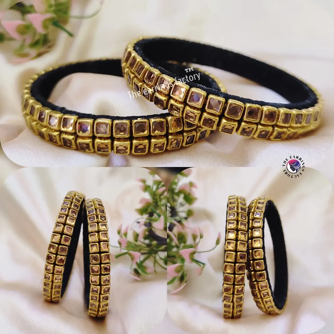 Trending Silk Thread Kundan stone Bangle set