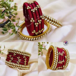 Trending Silk Thread Kundan stone Bangle set