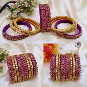 Trending Silk Thread Kundan stone Bangle set