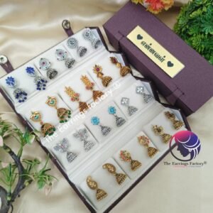Set of 12 pair Earrings With Folding Jewellery box
