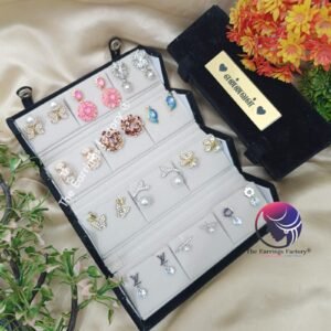 Set of 12 pair Earrings With Folding Jewellery box