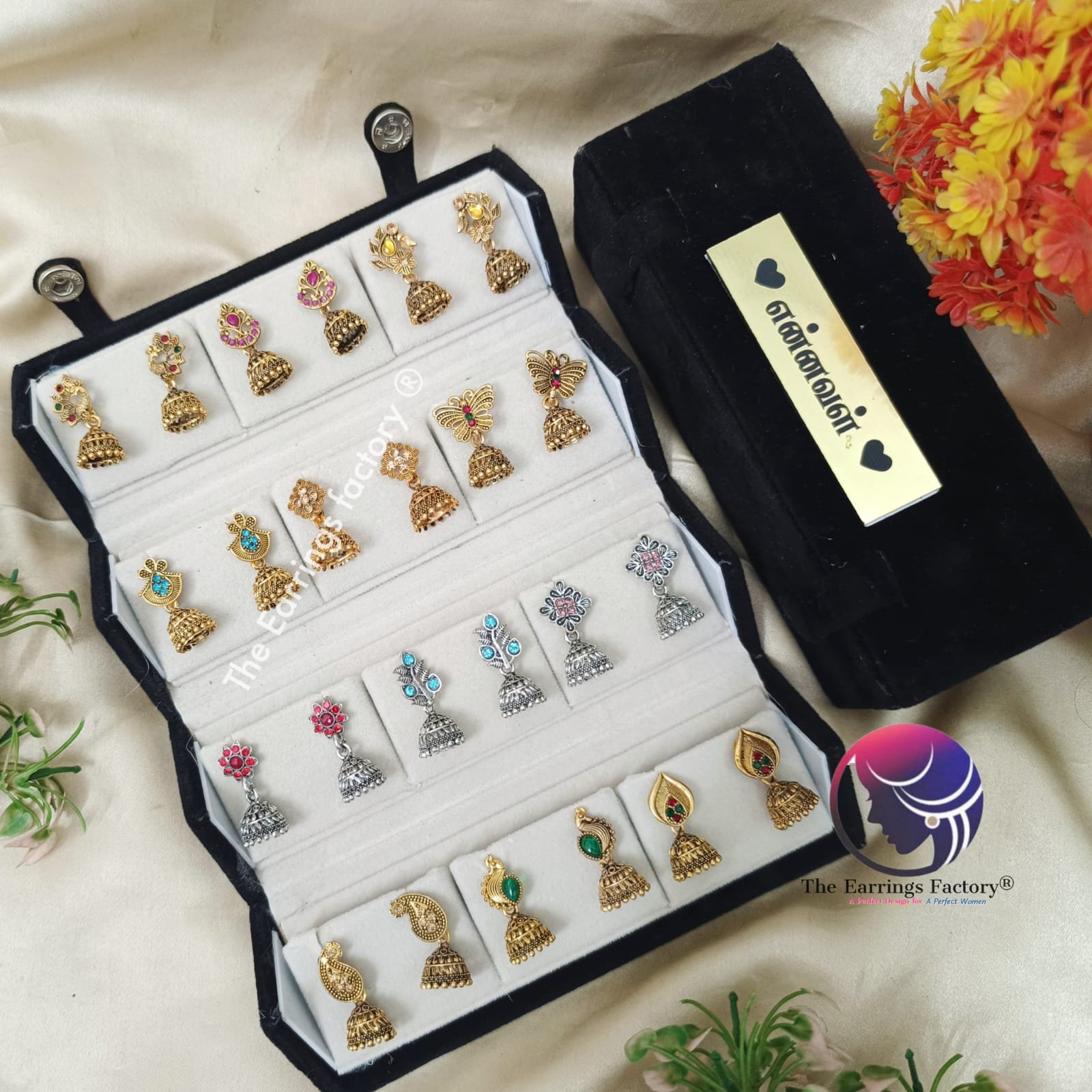 Set of 12 pair Earrings With Folding Jewellery box
