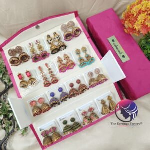 Set of 16 pair Earrings With Folding Jewellery box
