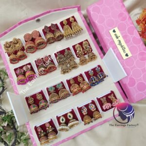 Set of 16 pair Earrings With Folding Jewellery box