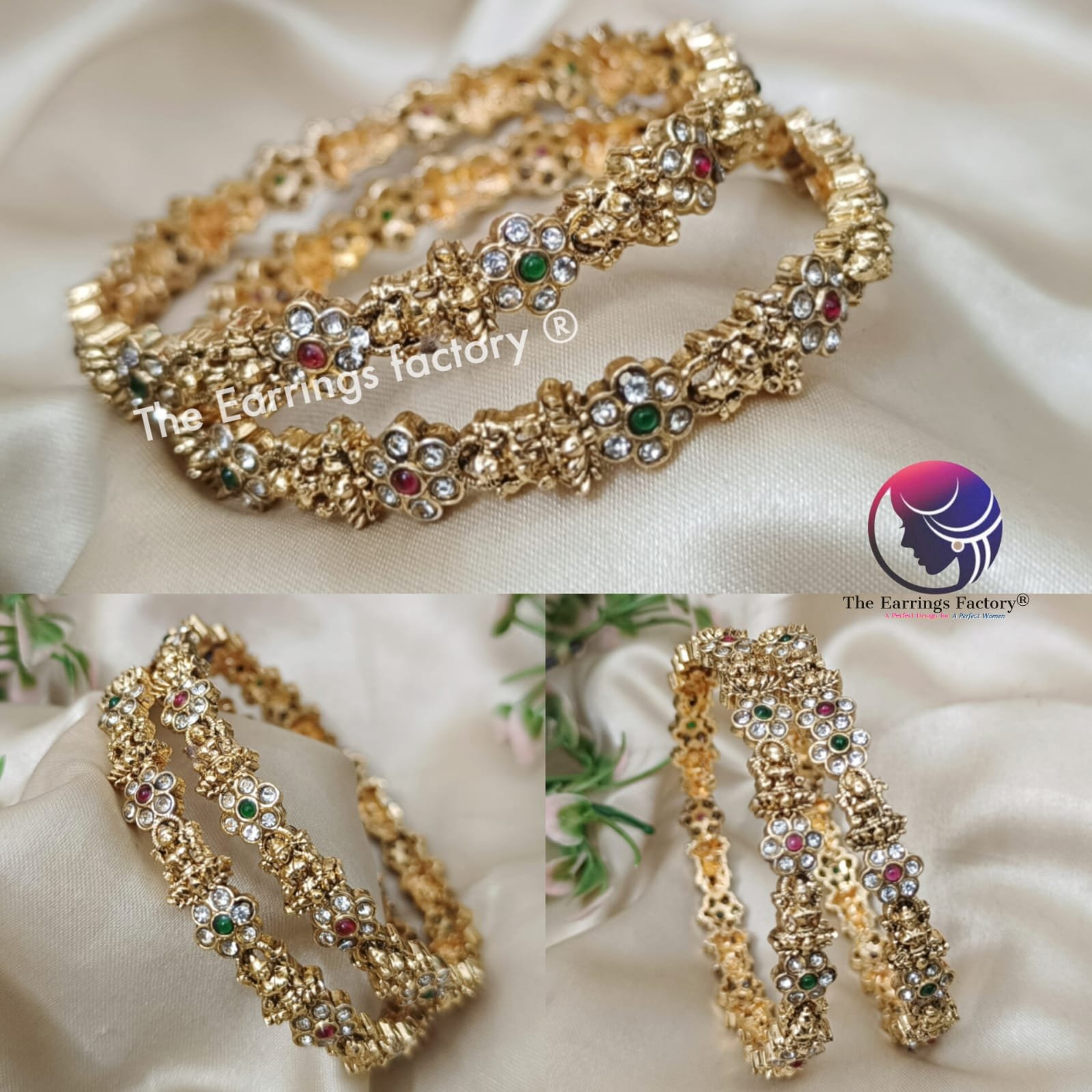 Traditional Antique Multi Stone Lakshmi Bangles