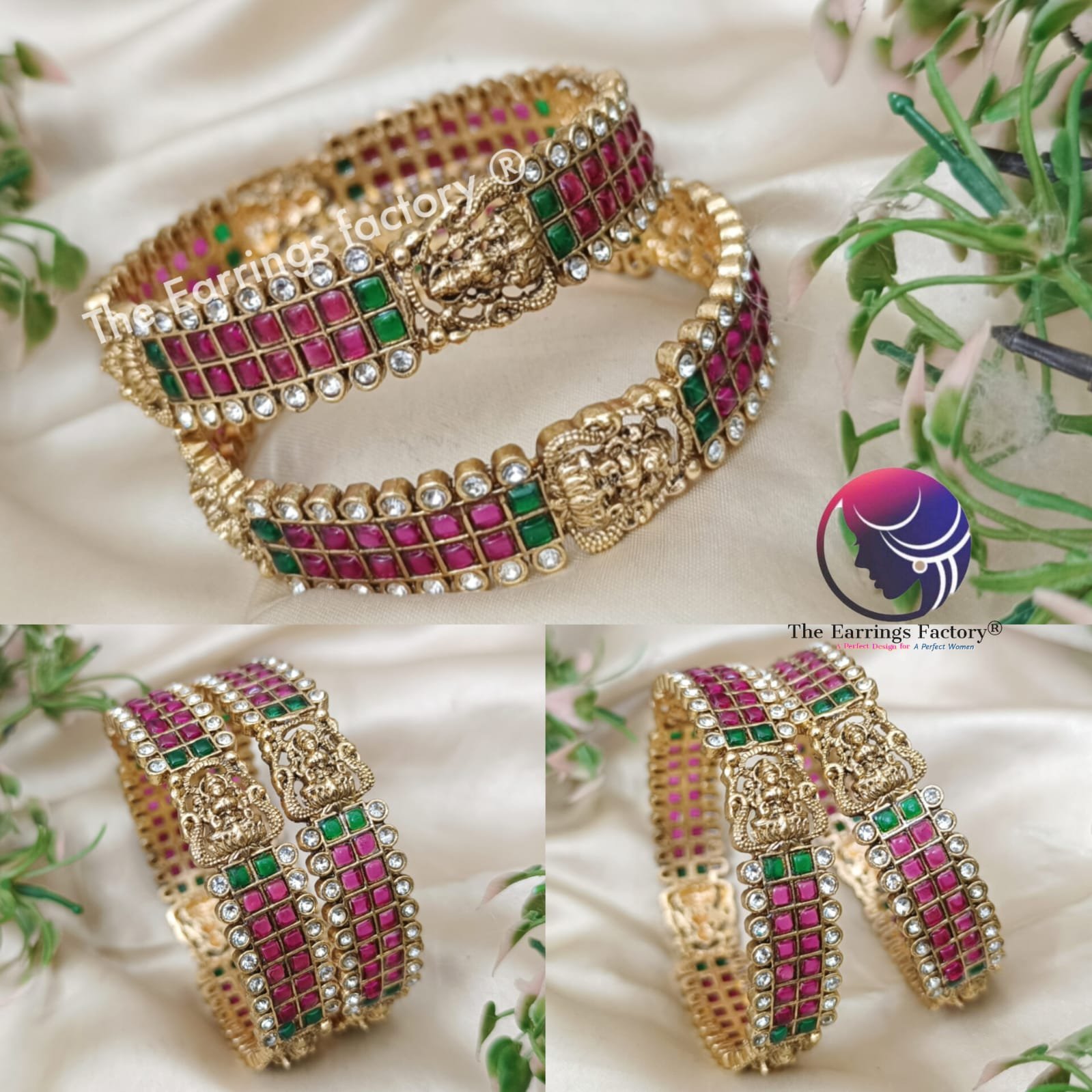 Traditional Antique Multi Stone Lakshmi Bangles