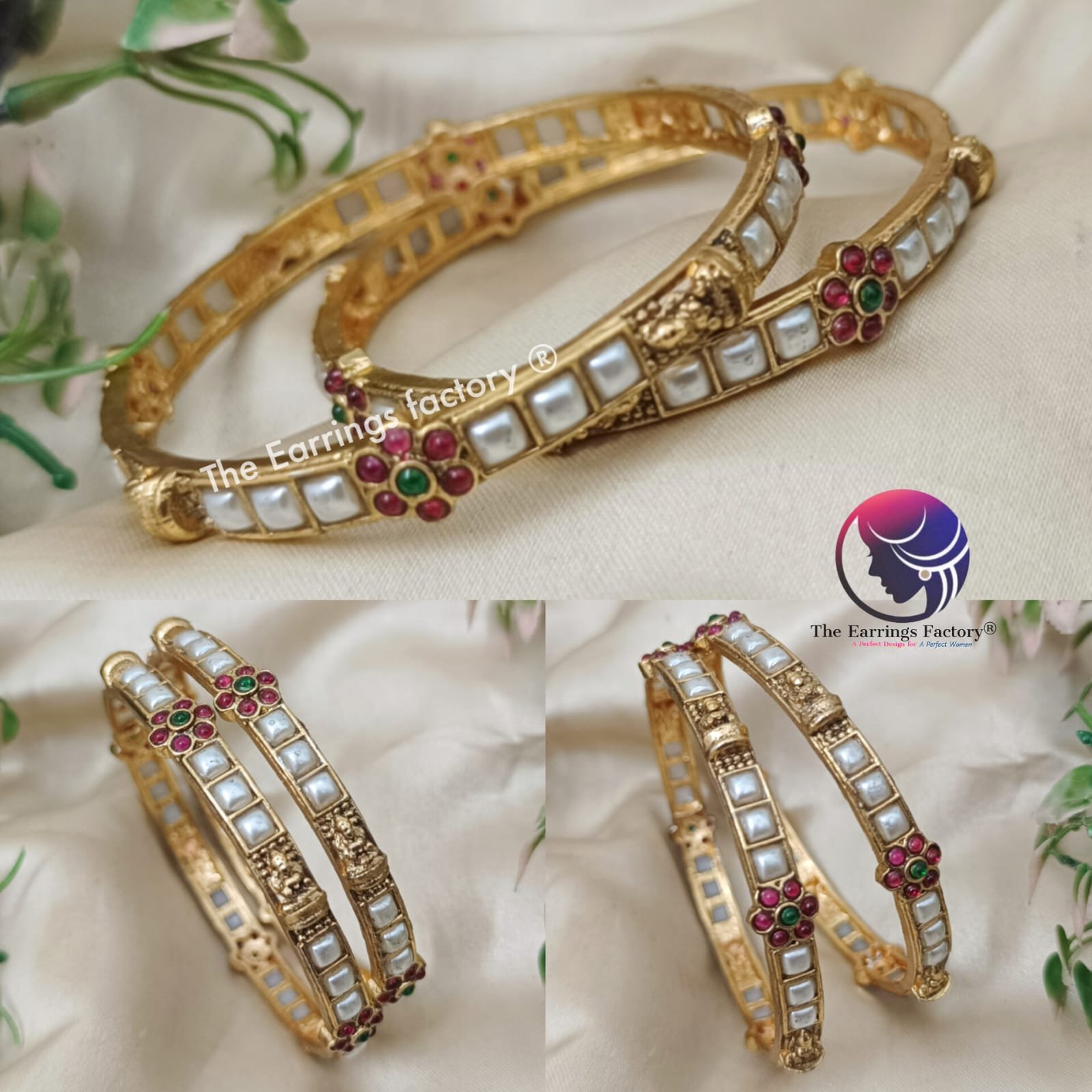 Traditional Antique Multi Floral Stone Bangles