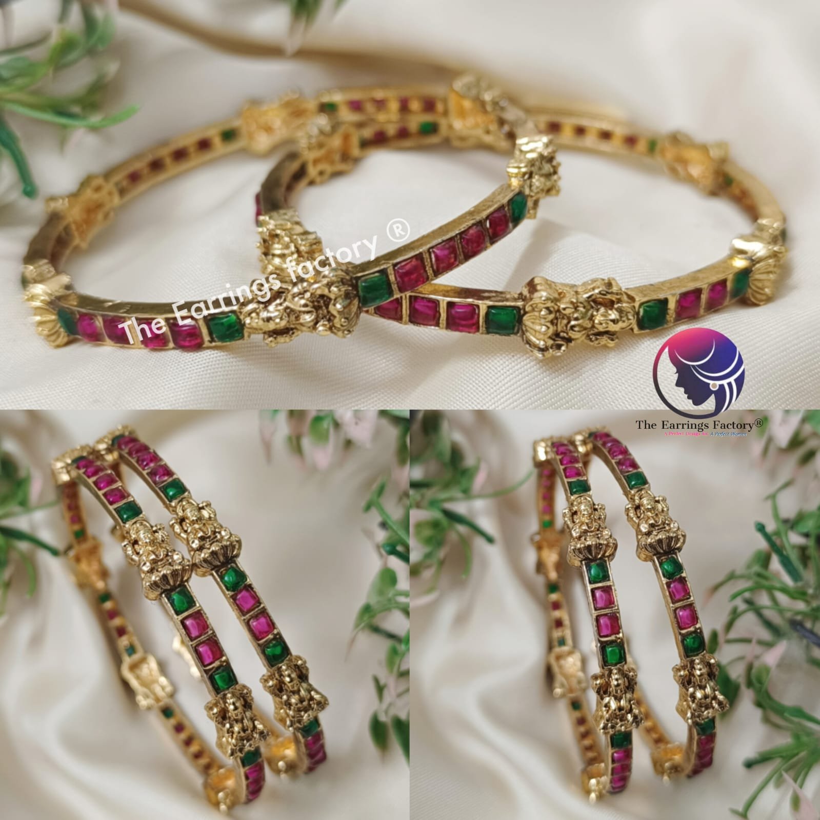 Traditional Antique Multi Stone Lakshmi Bangles