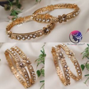 Traditional Antique floral White Pearl Bangles
