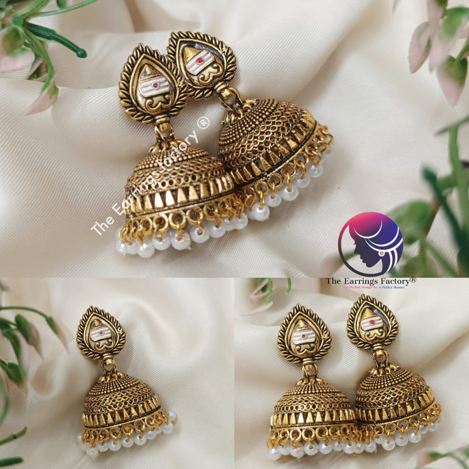 Traditional Golden Pearl beads Vel Jhumka