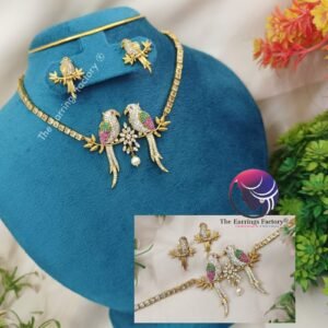 Trending Antique Parrot Multi Stone Neckset with Earrings