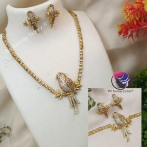 Trending Antique Parrot Multi Stone Neckset with Earrings