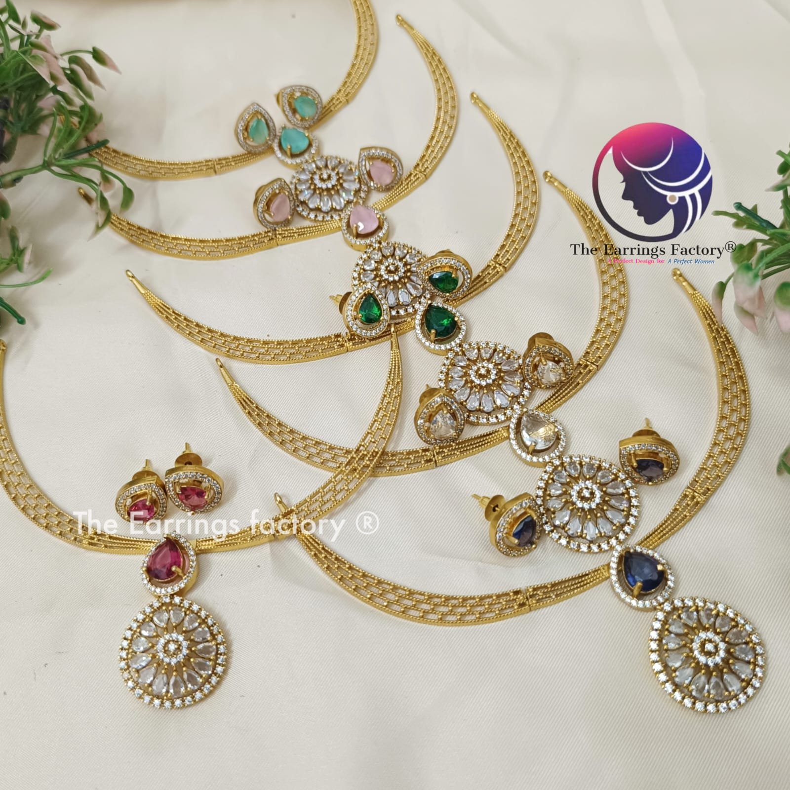 Trending Antique AD Stone Neckset with Earrings