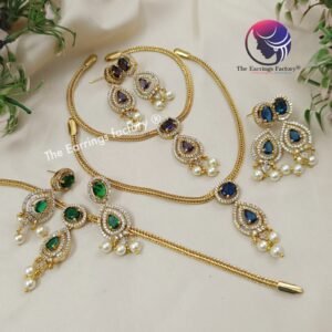 Trending Antique AD Stone Neckset with Earrings