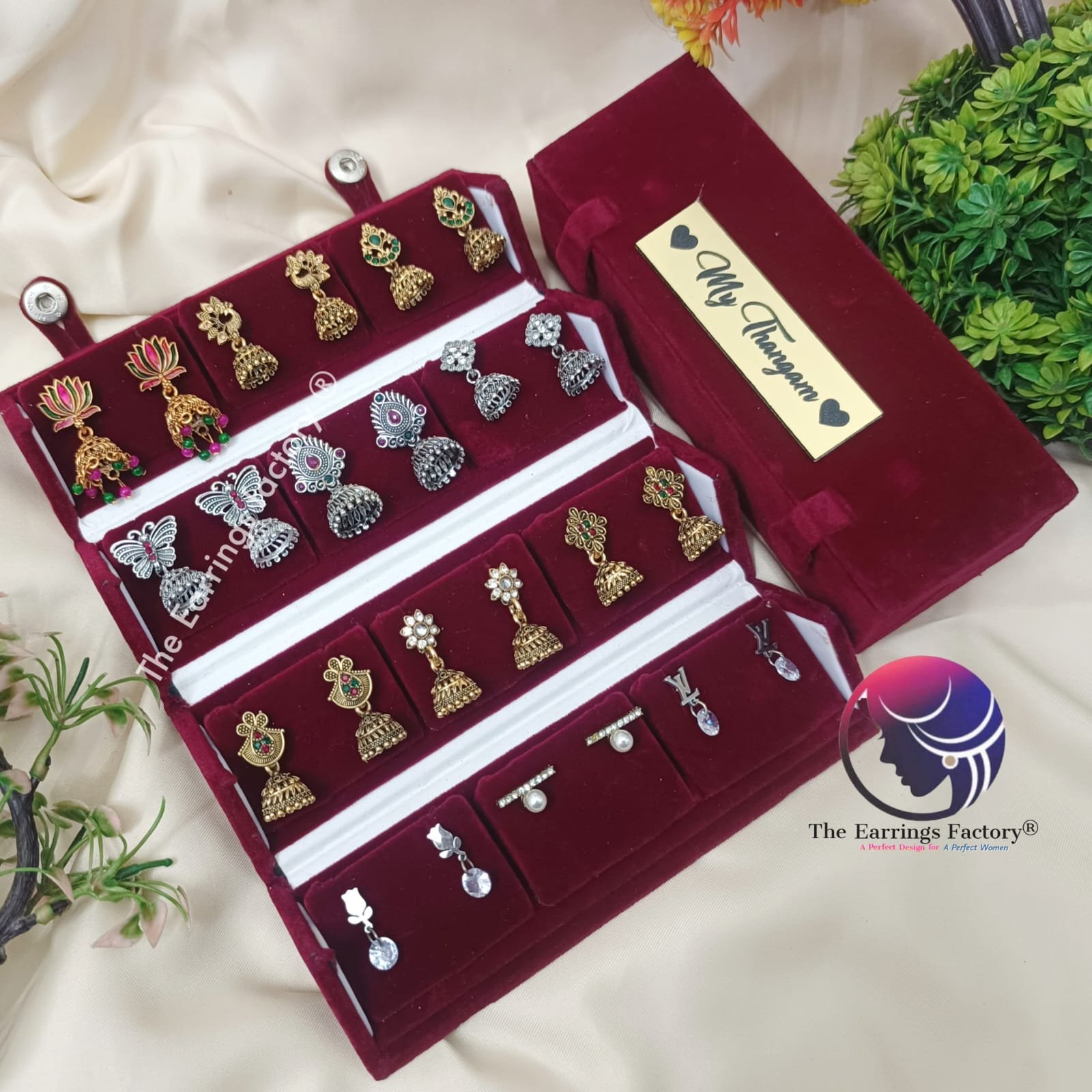 Set of 12 pair Earrings With Folding Jewellery box